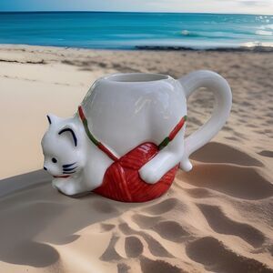 Cat with Yarn Holiday Mug Target Wondershop 15oz Earthenware Cup Winter 2022 NEW